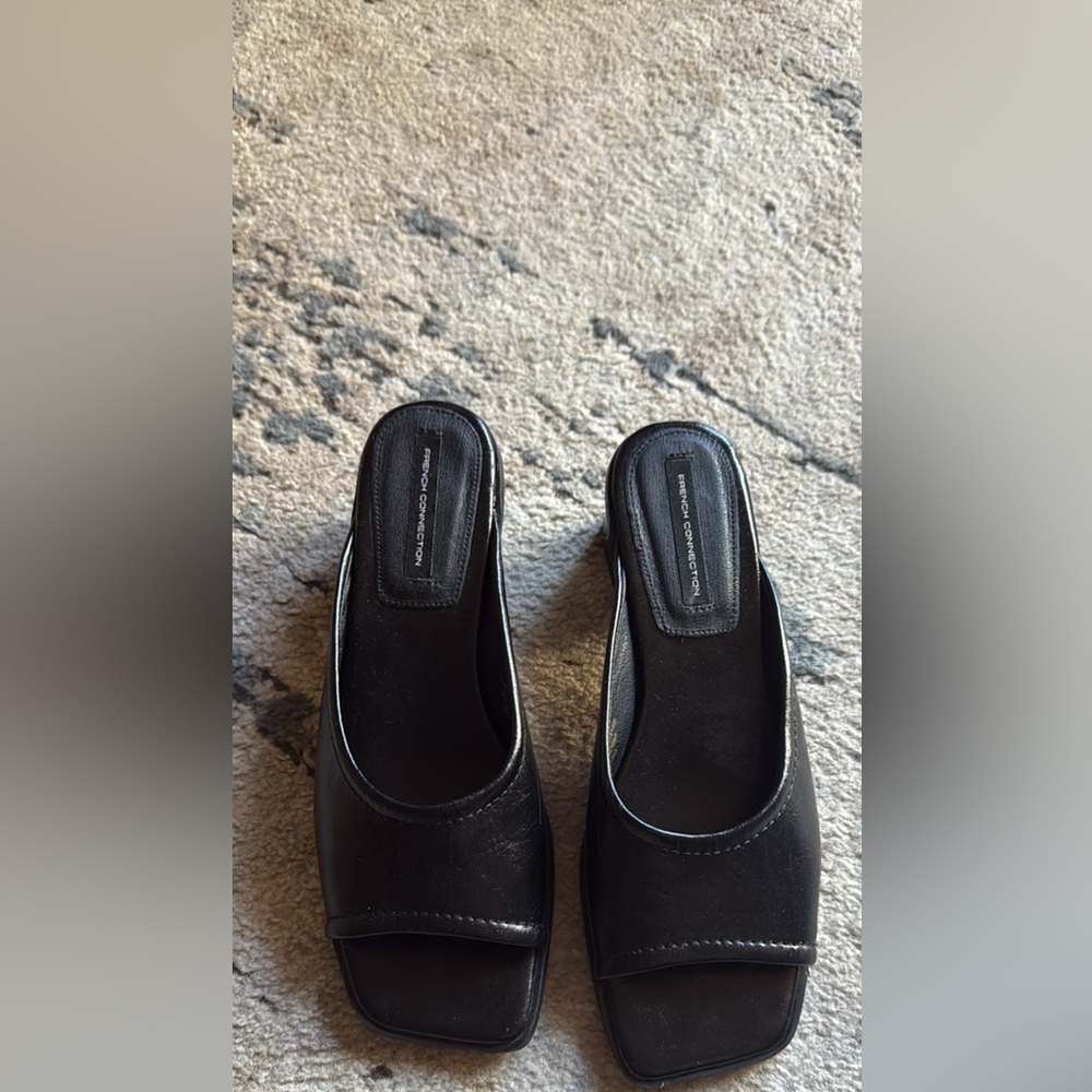 French Connection Black Mules